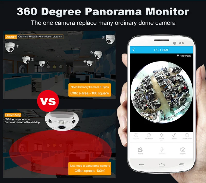 JCWHCAM Смарт 3D VR камера 360 градусов панорамная ip-камера 960 P 1.3MP беспроводная WiFi камера рыбий глаз SD слот для карт мульти просмотр