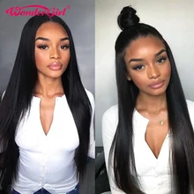 Straight 360 Lace Frontal Wig With Baby Hair 150% Density Pre Plucked 360 Lace Front Human Hair Wigs Wonder girl Non Remy