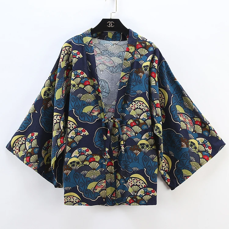 2Colors Japanese Vintage Style Printed Chiffon Cloak Kimono Cosplay ...