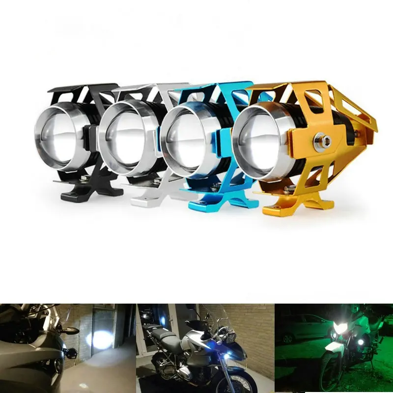 U5 Motorcycle Headlight Black Shell Led Fog Light Autobicycle Spot Lamp