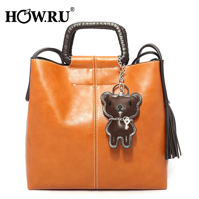 

HOW.R.U Luxury Tote Bags for Women 2019 High Quality Single Shoulder Bag PU Leather Handbag Designer Bucket Ladies Hand Bags