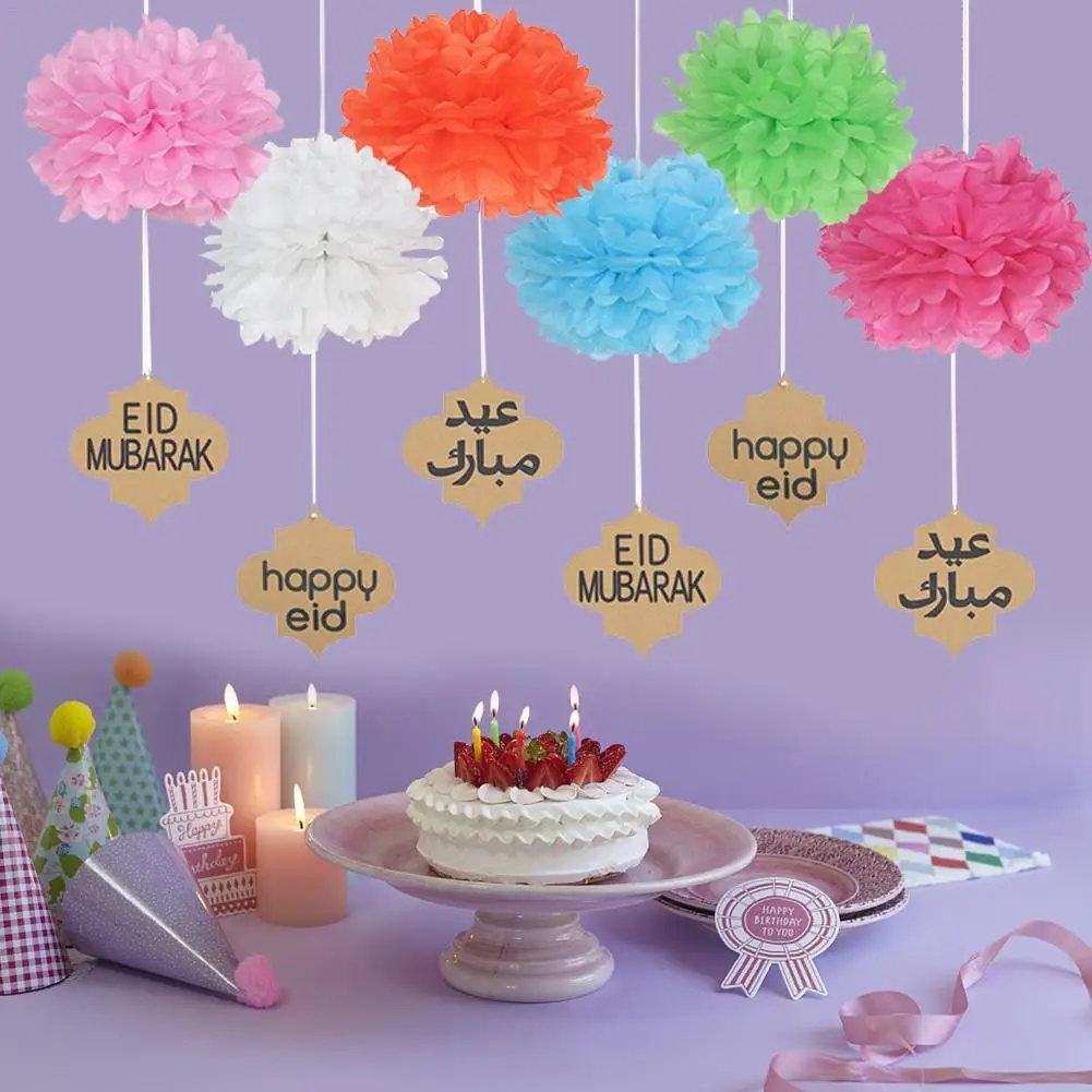 

6pcs/pack Eid Mubarak Paper Flower Decor Happy Eid Party Shopping Mall Activities Window Decoration Paper Balls for Eid Mubarak