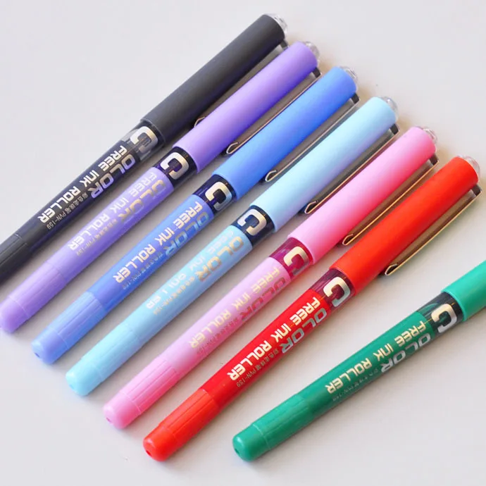 7pcs/lot 0.38 Needle type straight liquid type ball pen color pen water Gel  Pens Extra