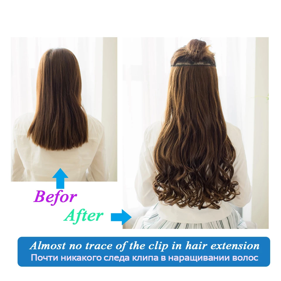 BUQI 60 см Длинные Синтетические волосы клип в наращивание волос термостойкие накладные волосы естественные волнистые волосы кусок для