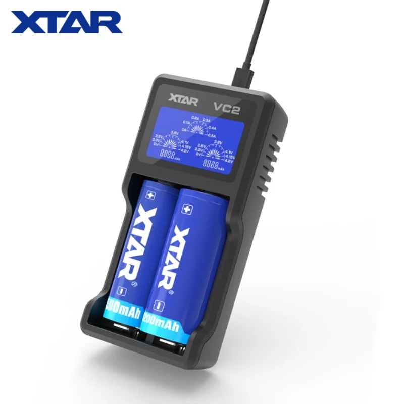 

New XTAR VC2 Charger Universal LCD Screen Display USB Ni-MH/Ni-CD Li-ion Battery Charger 18650 26650 20700 22650 18500 18700