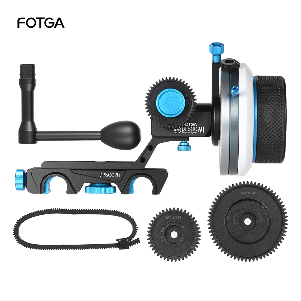 

FOTGA DP500III Follow Focus Kit FF A/B Hard Stop w/ Speed Crank Handle 0.8m Gear Set for 15mm Rod Rig Video Film Making System