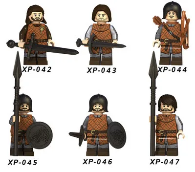 XP042-047 15SETS 90 шт. XP042-047 строительные блоки Игра престолов фигурка Eddard Старк копье стрелы Кирпичи игрушки для детей - Цвет: XP042-047 15SETS
