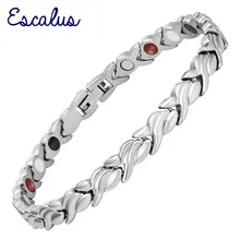 Escalus женский серебряный 4в1 магниты-ve ионы Германий Far Infarred браслет из нержавеющей стали ювелирные изделия браслет Шарм