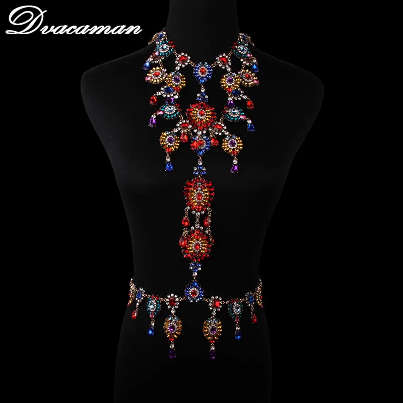 Dvacaman, роскошное ожерелье с кристаллами, сделай сам, цепочка для тела, женское весеннее колье с длинной подвеской ручной работы, ювелирное изделие для тела, Горячая сексуальная пляжная цепочка
