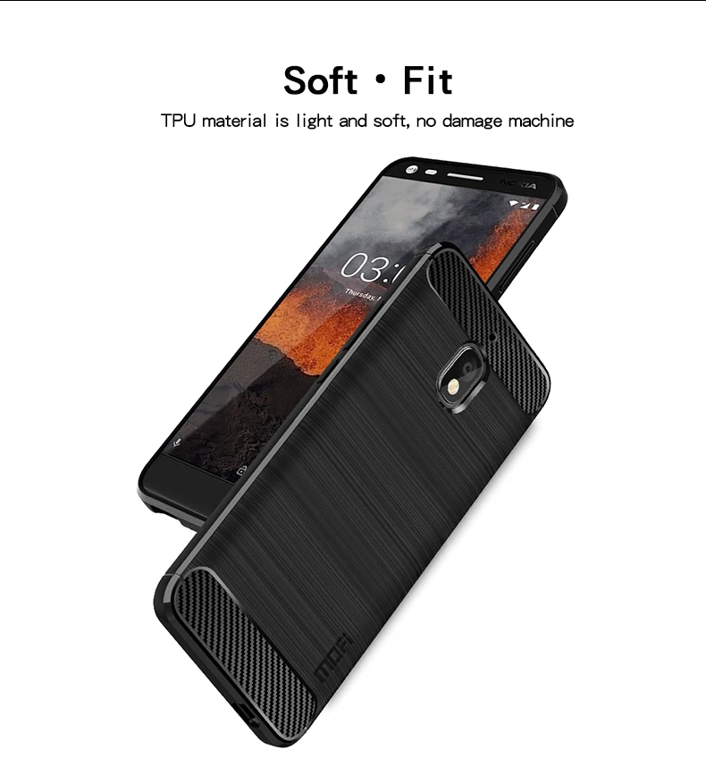 Силиконовый чехол Mofi для Nokia 2,1 из углеродного волокна ТПУ противоударный чехол плотный чехол для Nokia 2,1 mobie задняя крышка-чехол для телефона