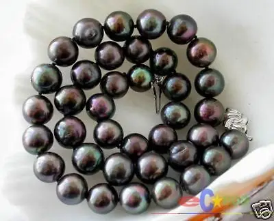 

HOT## Wholesale FREE SHIPPING >>> 17" 12MM ROUND PEACOCK BLACK FRESHWATER PEARL NECKLACE