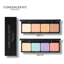 HERES B2UTY Full Cover Paleta De Corretivo Profissional 4 Colors Cosmetic Camouflage Concealer Palette Cream Face Makeup