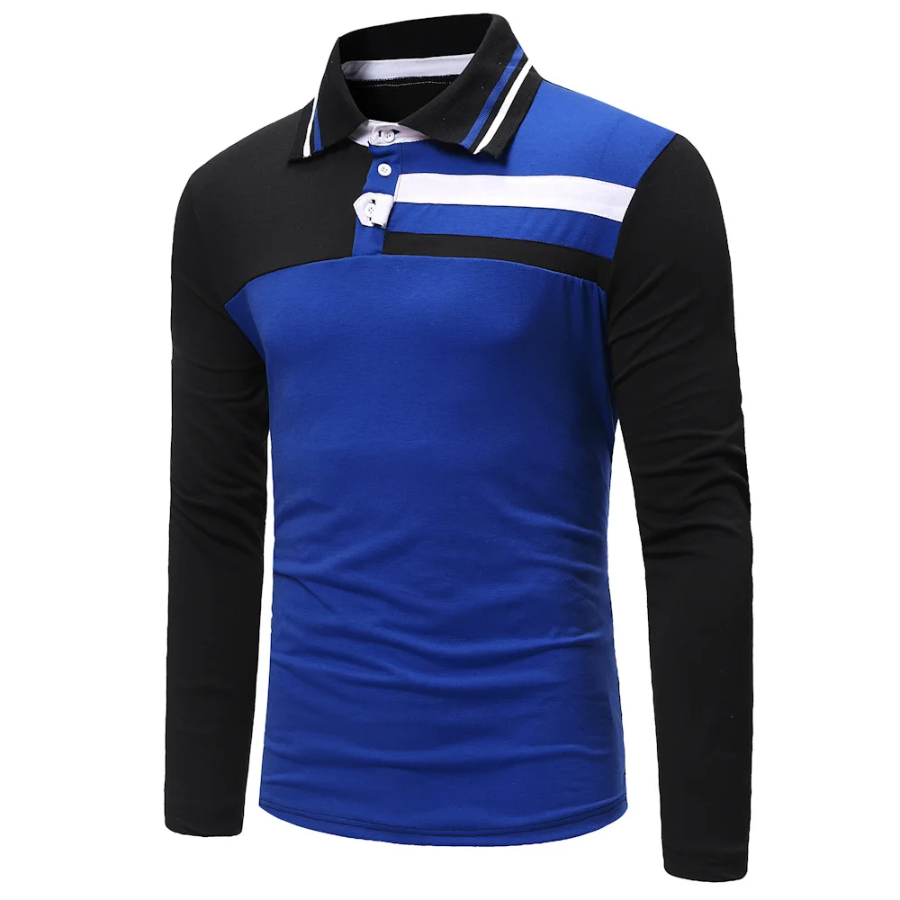 Рубашка поло мужская облегающая с длинным рукавом на осень/зиму|Поло| |