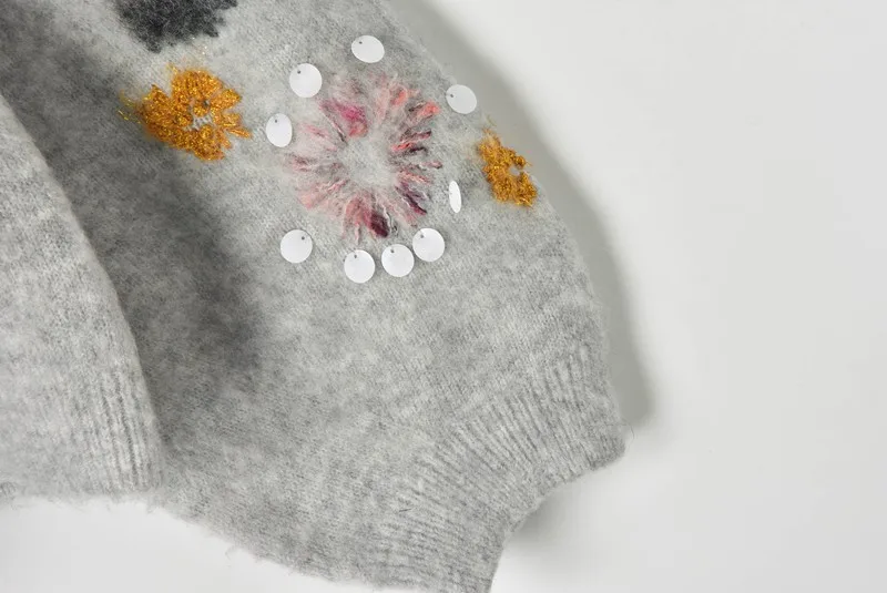 Цветочный декоративный фонарь с рукавом Pull Femme, вязаный Модный женский свитер, женская одежда, пуловер для девушек, демисезонная уличная одежда