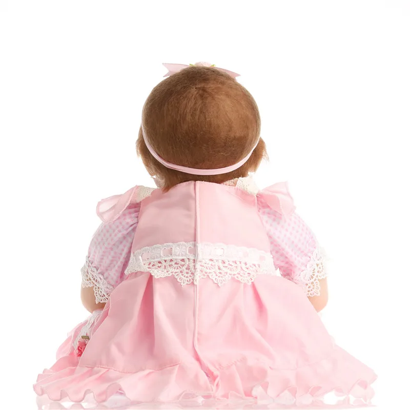 SanyDoll 22 дюймов 55 см реалистичные куклы Reborn кукла волосы укоренились Мягкие силиконовые реалистичные куклы Девочка Рождественский подарок