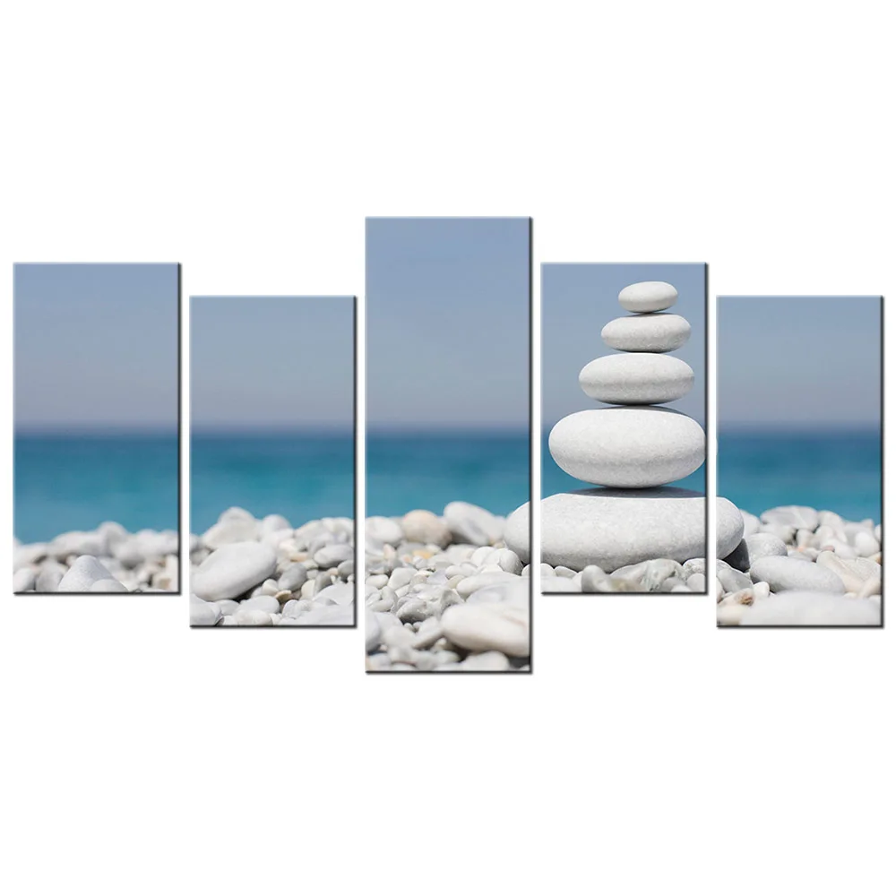 Современный декор стен Zen Stone море пляж стены изображения HD Декорации живопись, украшения для дома современные Книги по искусству 5 Панель