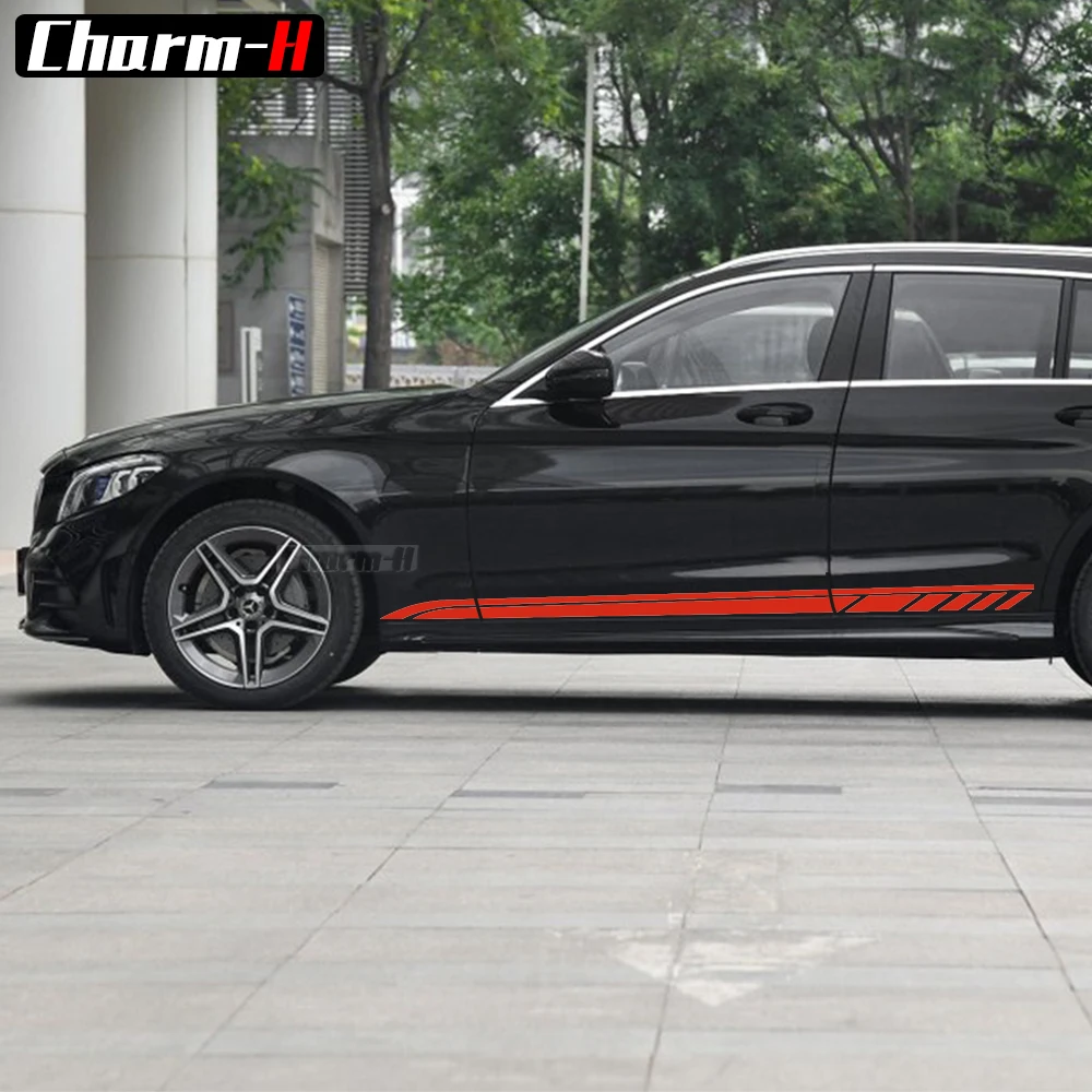 2X дверные боковые полосы наклейки для Mercedes Benz C Class Estate W205 C180 C200 C260 C300 C43 C63 AMG аксессуары