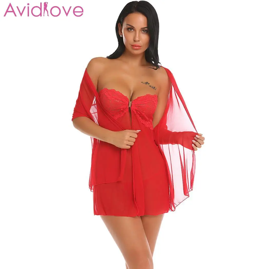 Avidlove женское сексуальное белье горячая эротическая одежда для сна прозрачные костюмы без рукавов сплошные кружевные лоскутные lenceria Эротические