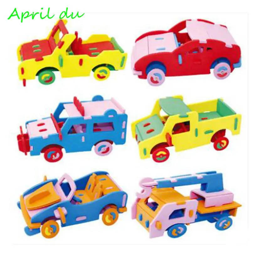 

April Du Kids DIY Craft Kits EVA 3D Puzzle Car Truck Model Children Handicrafts Creative Handmade Educational Toys,6pcs