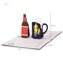 Cheap PAPER SPIRITZ Beer Cards 3D laser Cut Kraft Paper Pop Up Card With Envelope Invitations Greeting Invitation Big Gift Thank You