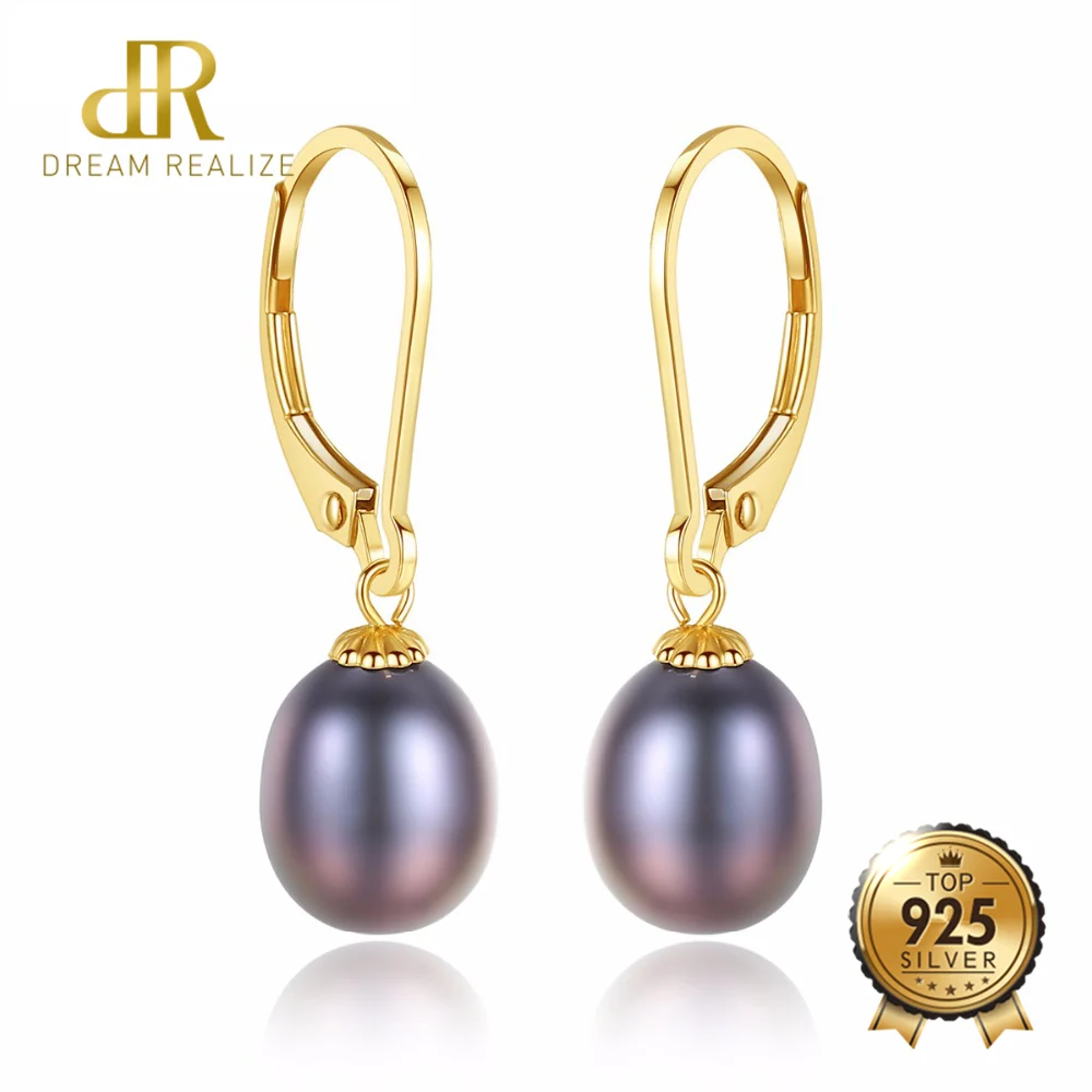 

DR Natural Pearl 18k Level Back Hook Drop Earrings 8-9mm Tear Drop Freshwater Pearls Brand Jewelry Women's Favorite