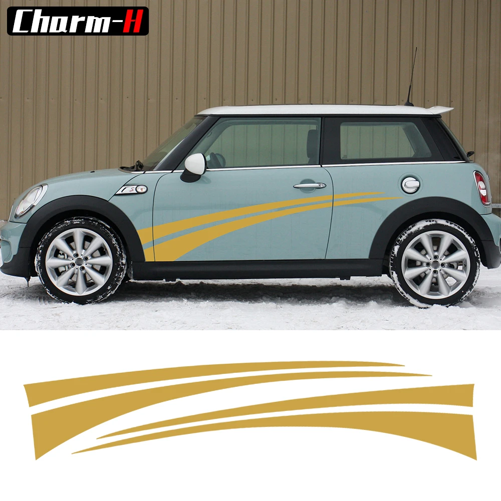 ドアサイドデカール Bmw ミニクーパー車のストライプステッカー One S R56 同胞 R60 R61 F55 F56 R50 R52 R53 車スタイリング Sticker For Bmw Stripe Stickerfor Bmw Aliexpress