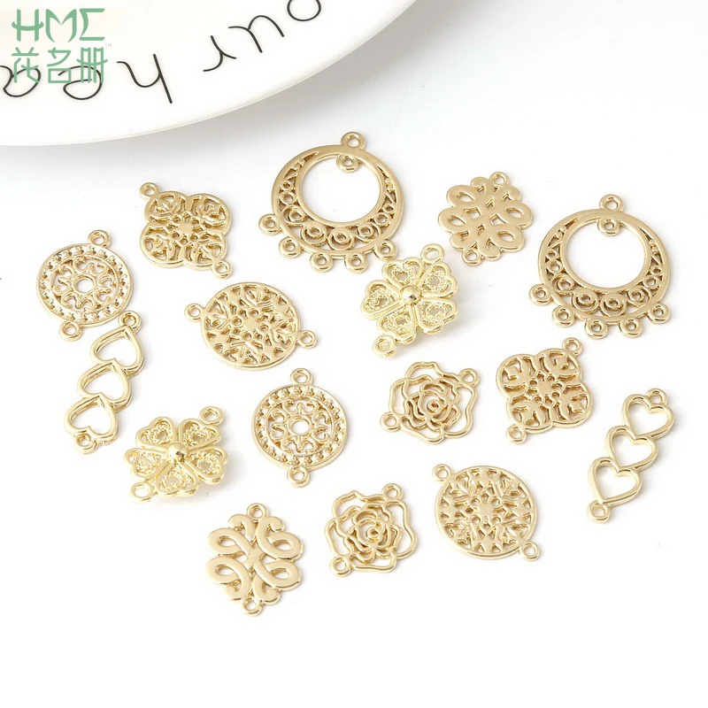 

Trendy Type Double Hole Flower Alloy Charms 10pcs Metal Charm Pendants For Earring Necklace Bracelet DIY Jewelry Findings
