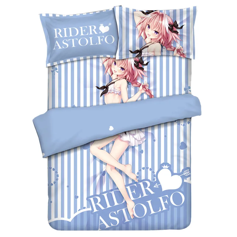 

Fate Stay Night Fate Grand Order astolfo Blue Bedding Set With Pillow Cases Bed Sheet Duvet Cover Set