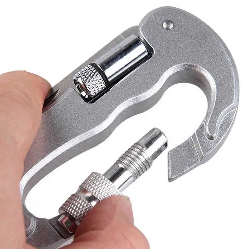 D Buckle Key Chain D-Ring Security Self Defense Weapons Knife Carabiner Hanging Buckle EDC LED Tool armas de defensa personal