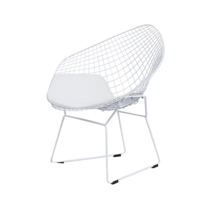 Минималистичный современный стул для отдыха стул из стального провода с алмазным покрытием - Цвет: white