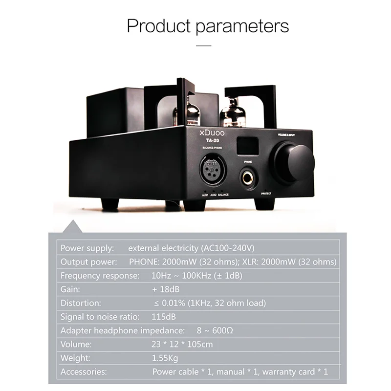XDUOO TA 20 12AU7 HIFI аудио Высокая эффективность балансный ламповый усилитель для