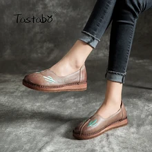 Tastabo/Женская обувь на плоской подошве; кожаная мягкая удобная повседневная обувь; износостойкая обувь ручной работы с мягкой подошвой; большие размеры