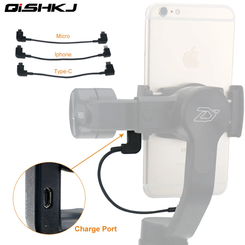 Бесшовный зарядный кабель Zhiyun Smooth 4 типа C Micro USB для Samsung iphone 7 8 x xiaomi feiyu gimbal |