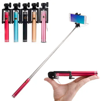 

New arrival aluminum alloy handle wired selfie stick 170mm-780mm extendable mini monopod for iphone and Huawei samsung xiaomi