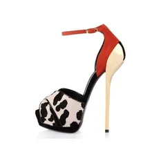Пикантные леопардовые замшевые туфли-лодочки на металлическом каблуке с открытым носком и ремешком на щиколотке; женские модельные туфли с вырезами; женские туфли-лодочки на высокой платформе