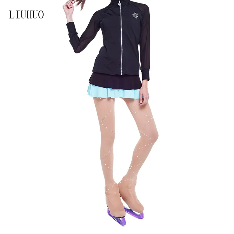 

Ice Skating Figure Skating Socks Pantyhose Stockings With Shoes Cover Turning Skater Rhinestone Pants Folding pattern