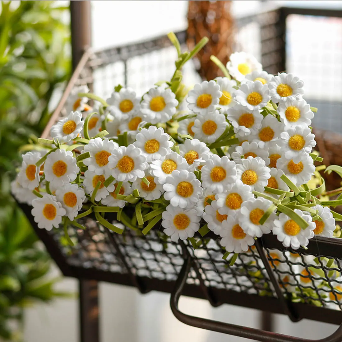 

10pcs 12 heads cute decorative silk daisy artificial flower wedding flower bouquet home room table decoration