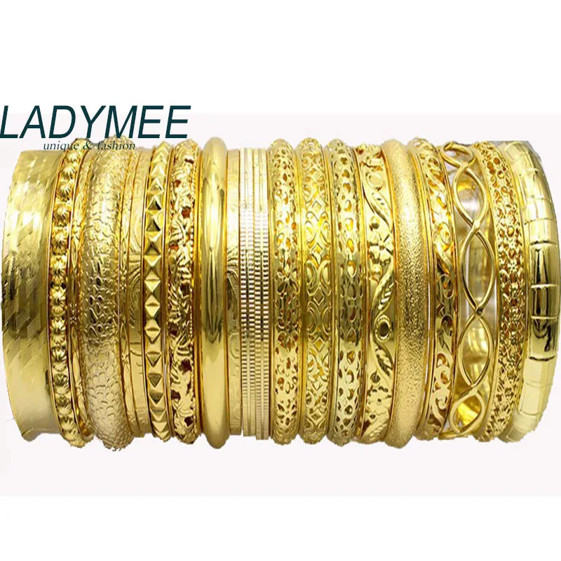 Gold Bangles Braceles for Women Indian Jewelry Pulseiras Bracelet Jonc ...