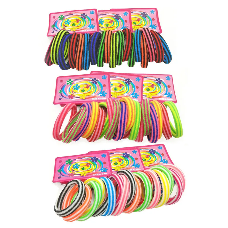 

Lots 72 Pcs /pack Size 4cm Striped Colored Elastics Rubber Bands Hair Accessories Colorful Headband Girls Tie