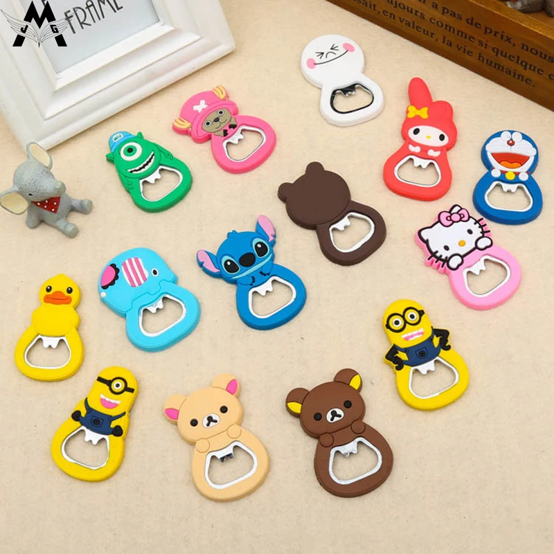 

MeiJiaG PVC Soft Plastic Cartoon Bottle Opener Creative Cartoon Beer Opener Multi-functional Magnetic Opener Fridge Sticker