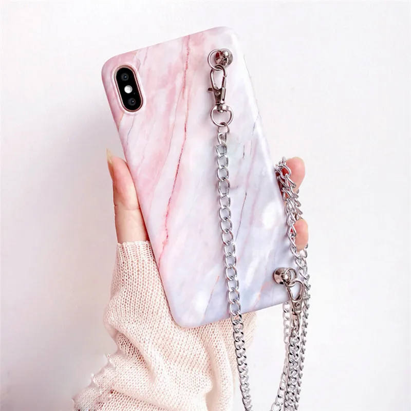 Для iphone 12 11 pro xs max xr x 7 8 plus se 2020 чехол мрамор сумка на ремешке цепочке Чехлы для