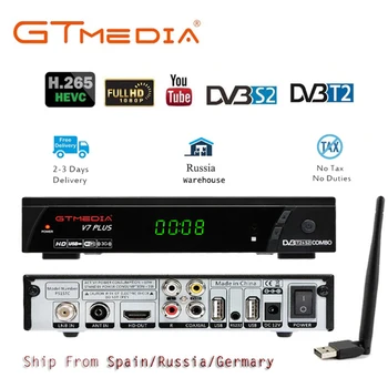 

GTmedia V7 PLUS Russia Poland DVB-T2 DVB-S2 Receptor H.265 with 1 year Cccam Support Newcam YouTube USB WIFI decoder Set Top box