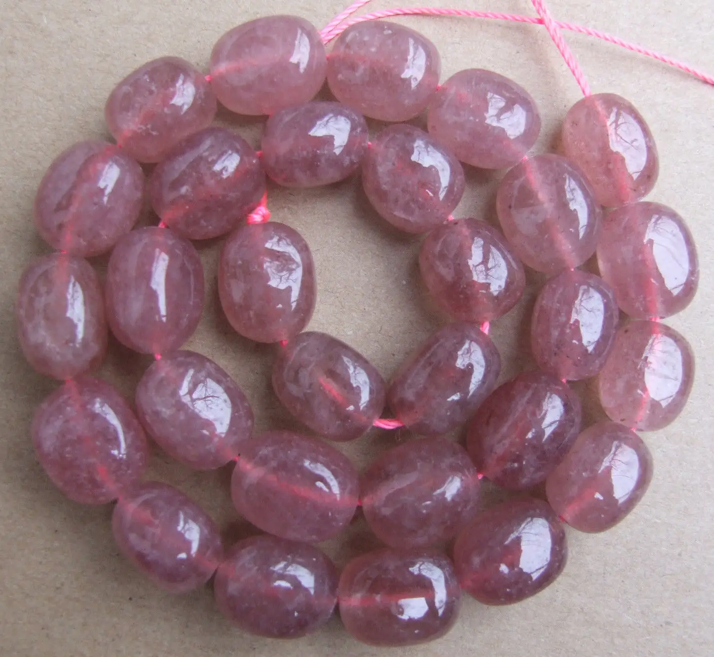 

About 12x16mm Natural Strawberry Quartz Freeform Loose Beads 15.5"