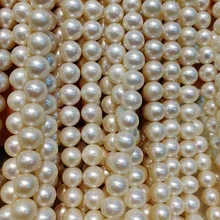 Свободные бусины белый круглый пресноводный жемчуг класса ААА 7-8 мм 1" для DIY изготовления ювелирных изделий FPPJ бусины природа