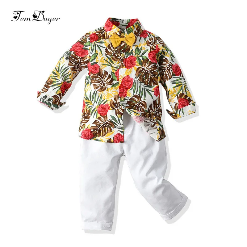 

Tem Doger Baby Clothing Sets 2019 Autumn Newborn Baby Boy Clothes Long Sleeve Floral Shirt+Pants 2PCS Outfits Bebes Boy Clothing