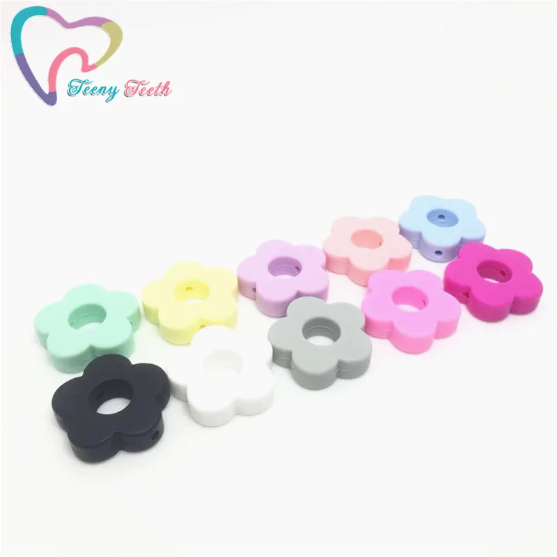 

Teeny Teeth 10PCS Silicone Teething Beads Flower Shape Rodent DIY Baby Nursing Accessories Bebe Biter Food Grade Sunflower Beads