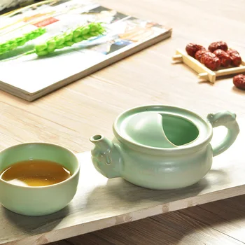 

High quality Ru kiln travel Tea set Include 1 Pot 1 Cup,Beautiful and easy teapot kettle Ceramics elegant gaiwan,kung fu teaset