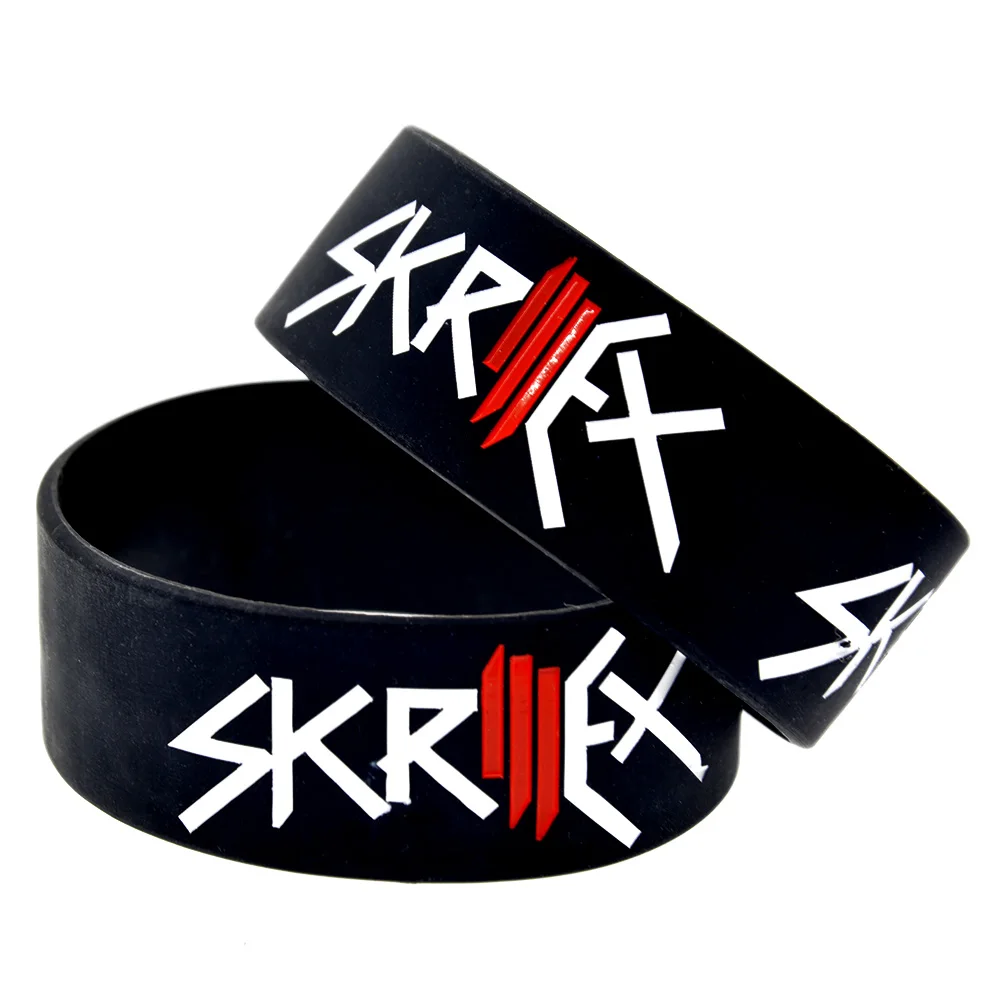 

1PC Black Debossed Skrillex Silicone Wrsitband for Music Fans