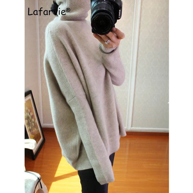 Lafarvie Cashmere Blended Turtleneck Knitted Sweater Women Autumn Winter Long Sleeve Casual Loose Thick Warm Pullover Female Lafarvie Cashmere Blended Turtleneck Knitted Sweater Women Autumn Winter Long Sleeve Casual Loose Thick Warm Pullover Female