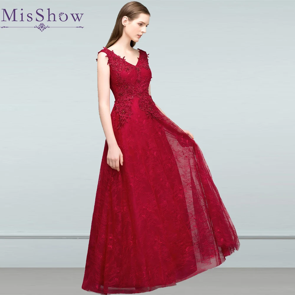 

2019 vestidos de baile Burgundy A-line Short long Prom dresses 2019 V-neck elegant cheap long appliques Evening Party prom dress